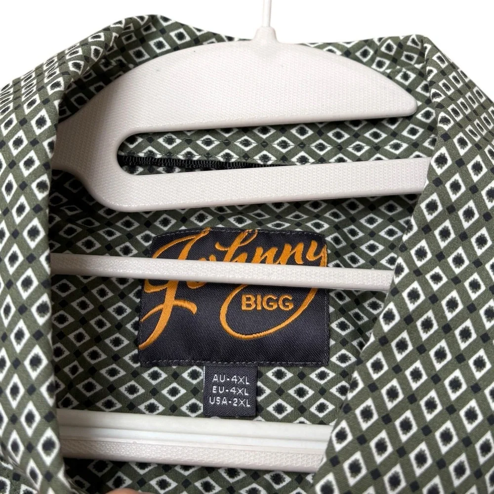 Johnny Bigg Diamond Stretch Shirt in Green‎ Size 4XL